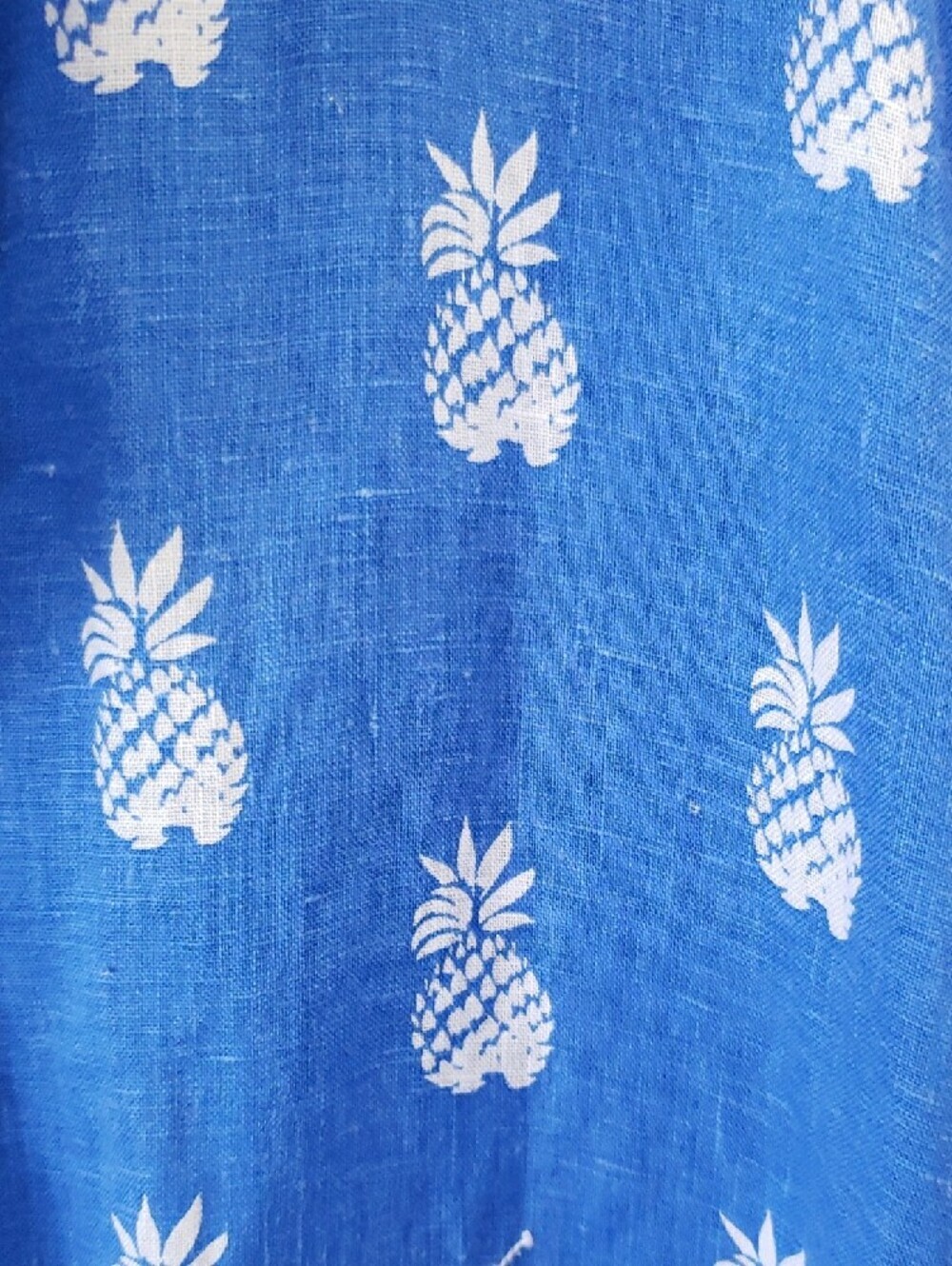 Ralph Lauren 100% Linen Blue Pineapple Print Short-Sleeve Shirt Size 2XB - Picture 3 of 5